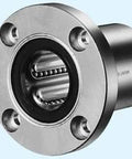 ✝️ SWF8 NB 1/2" Ball Bushings Round Flange Linear Motion shown in stainless steel for smooth automation use, side view