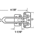 Swing Bar Door Guard With Ball, Four To Seven Eighths Inch Bar, Two And A Half Inches High, Solid Brass Construction diagram