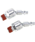 Swivel Air Tool Fittings One Quarter Inch NPT Male Connectors For Quick Connect Hose Systems, 360 Degree Rotatable Industrial Plugs