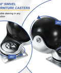 Close-up of 1.5 Inch Ball Caster Wheels for Furniture Swivel Casters with Top Plate Mount, silver finish showing 360-degree swivel capability.