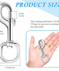 3.5 Inch Swivel Eye Bolt Snap Hooks 154 Lbs Load Capacity Zinc Alloy Heavy Duty Single Ended Flag Clips in hand, size details