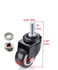 Heavy Duty Swivel Caster With 1.5 Inch Threaded Bar And M8x25 Nut Spacer For Shopping Carts Workbenches And Furniture No Brake