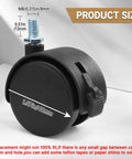 Close-up of a black 4 Pcs 1.5 Inch Swivel Caster Wheel With Locking Brake M8 Threaded Stem Replacement Casters For Seats Shelves.