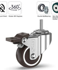2 Inch Heavy Duty Caster Wheels Set Of 4 With 2 Brakes And Bolts Up To 440 Lbs Each Quiet Rubberized Trolley Or Pallet Castors