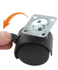 30 Pcs 1.5 Inch Swivel Caster Wheels With Brake, nylon plate caster showing brake lock mechanism