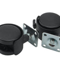 30 Pcs 1.5 Inch Swivel Caster Wheels With Brake Nylon Plate Casters shown with steel top plates and black nylon wheels