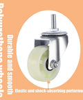 Swivel Caster Wheels for Shelves Heavy Duty 1 Inch Black Polyurethane Wheels with Threaded Stem Mount close-up view