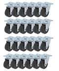 Heavy Duty Swivel Caster Wheels 24 Pack 2 Inch Rubber Base With Top Plate And Bearing Each Wheel Supports 25KG shown in multiple rows