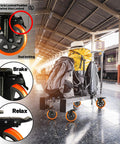 Heavy Duty Swivel Caster Wheels Set Of 4 With 6 Inch Wheels Silent Operation And Double Locking For Workbenches Carts And Furniture Up To 2800 Lbs Total Load Capacity Industrial Grade installed on a luggage cart at a train station