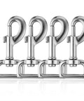 Swivel Eye Bolt Snap Hooks Set Of 4 Heavy Duty Dog Leash Clips Zinc Alloy Nickel Plated Rust Resistant shown side by side