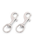 2.75 Inch Swivel Eye Snap Hook Set Of 2 Marine Grade 316 Stainless Steel Scuba Bolt Snap Single Ended Flag Clips on white background