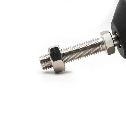 Close-up of Adjustable Swivel Feet Levelers For Machines And Furniture 6 Pieces M8 Thread Built Tough Carbon Steel With Nylon Base