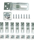 Three And One Half Inch Swivel Safety Hasp Latch With Twist Knob, 360 Degree Rotation, Lockable For Fence Gates And Cabin Doors, Carbon Steel With Blue And White Zinc Plating For Durability, Easy To Install, 8 Pack