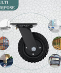 ✝️ Swivel heavy duty caster wheel, 6 inch*2, 800lb capacity, black rim, solid rubber, cast iron, outdoor, flat free for carts