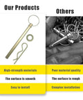 Comparison of Swivel Hitch Pin 1/2 X 6-1/4 Inch Replacement For Power Max Snowblowers with competitor's hitch pin.