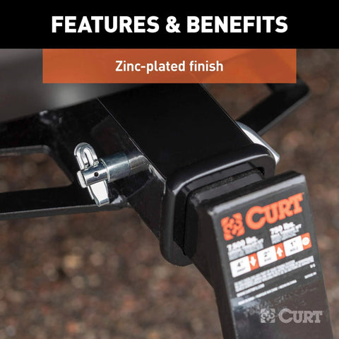 Swivel Trailer Hitch Pin With Integrated Clip One Half Inch Diameter fits receiver hitches, clear zinc finish, installed view