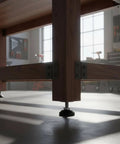 Achieve precise, wobble-free stability with this 4-pack of screw-on swivel leveling feet under a workbench.