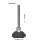 Protect floors and stabilize heavy machines with adjustable, swivel leveling feet featuring a reinforced nylon base and non-slip rubber pad.