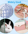 30 Pack Trigger Snap Hooks With Swivel Lobster Clasps Heavy Duty Zinc Alloy Lanyard Clips shown in various applications, including pet cage, keychain, and bag usage.