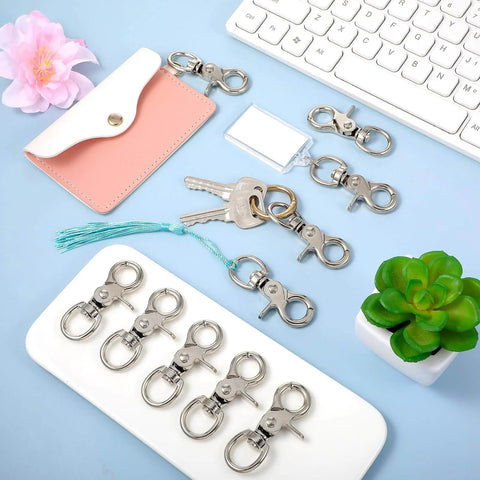 30 Pack Trigger Snap Hooks With Swivel Lobster Clasps Heavy Duty Zinc Alloy Lanyard Clips on desk setup