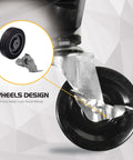 Close-up of 3-inch safety lock swivel wheel on Pack N Roll Folding Collapsible Service Cart With 150 Lb Capacity.