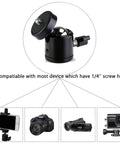 Two Pack Quarter Inch Swivel Mini Ball Head Tripod Mount For Cameras And Accessories with 360 Degree Rotating Base and Devices