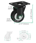 Swivel Plate Caster Wheels Replacement 2 Inch Set Of 4 Heavy Duty Industrial Casters for Furniture, dimensions and details shown