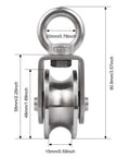 Front view of Swivel Pulley Block With Bearing Inside 304 Stainless Steel Heavy Duty Cable Wheel for Gym Pulley System 48mm 2 Pack