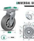 Heavy Duty Caster Wheels Set Of 4 6x2 Flat Tread Rubber Casters With Up To 2800 Lb Load Capacity, 2 Swivel And 2 Rigid