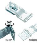 3-1/2 Inch Swivel Staple Safety Hasp with Twist Knob Lock showing zinc plated steel, 360-degree swivel design, adjustable staple close-up
