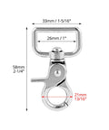Swivel Snap Hooks 360 Degree Rotation Heavy Duty Trigger Snaps Nickel Plated For Leashes And Tacks 20 Pack with dimensions