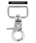 Swivel Snap Hooks 360 Degree Rotation Heavy Duty Trigger Snaps Nickel Plated, front view showing stainless steel finish