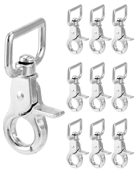 Swivel Snap Hooks 10 Pack Heavy Duty Trigger Snaps Nickel Plated Eye Closure Spring Hook For Bags, Leashes, And Gear
