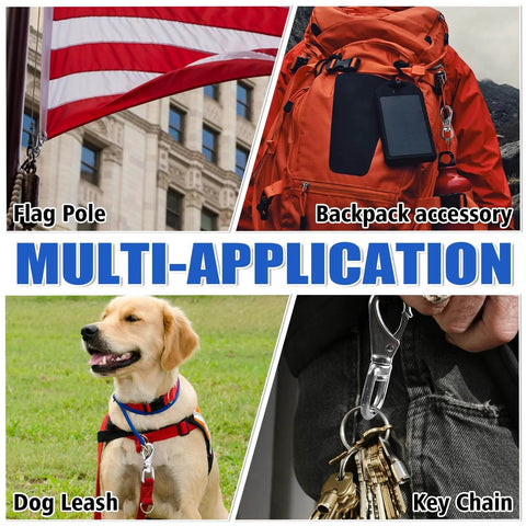 304 Stainless Steel Swivel Snap Hooks 3.5 Inch 2 Pack multi-use on flag pole, backpack accessory, dog leash, keychain