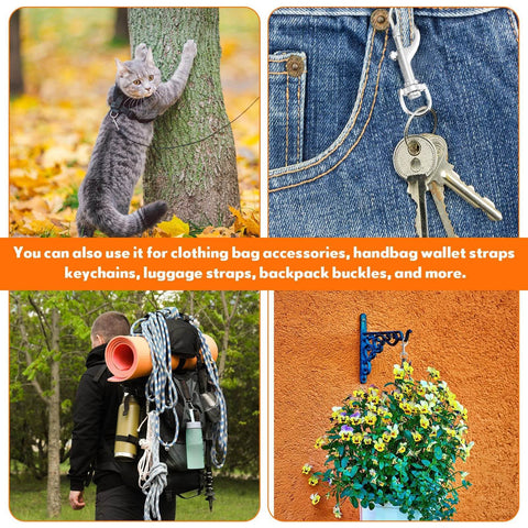 Image of multi-use scenarios for 24 Pcs Swivel Snap Hooks For Dog Leash Heavy Duty Two Point Seven Six Inch Flag Clasp Single Ended Clip Hooks