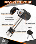 Swivel Head Trailer Hitch Lock Pin Stainless Steel One Half Inch Pin with Five Eighths Inch Adapter and Two and Three Quarters Inch Length