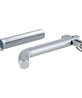 Swivel Trailer Hitch Pin With Integrated Clip One Half Inch Diameter With Five Eighths Inch Adapter, clear zinc finish shown.
