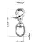 Swivel Trigger Snap Hook Set 4 Pack 2.56 Inch Marine Grade Stainless Steel 316 Clip Hooks 130 Lb Capacity For Leash Bags dimensions