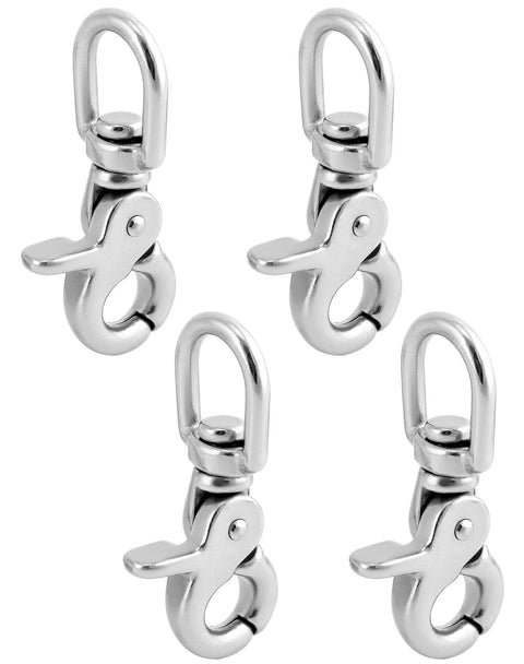 Swivel Trigger Snap Hook Set 4 Pack 2.56 Inch Marine Grade Stainless Steel 316 Clip Hooks 130 Lb Capacity For Leash Bags