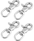 Swivel Trigger Snap Hook Set 4 Pack 2.56 Inch Marine Grade Stainless Steel 316 Clip Hooks 130 lb Capacity for Leash Bags