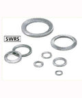 SWRS-1.6 NBK Ribbed Lock Washers - Steel NBK Lock Washers 10-Pack Washers Made in Japan, various sizes displayed.