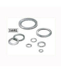 SWRS-2.5 NBK Ribbed Lock Washers - Steel NBK Lock Washers 20-Pack Washers Made in Japan displayed in various sizes.