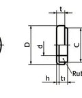 SWS-10-E NBK Japan Seal Washer - Pack of 5 technical drawing showing dimensions and rubber packing details.