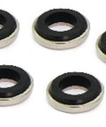 SWS-10-E NBK Japan Seal Washer - Pack of 5, rubber and stainless steel, designed to prevent leakage, displayed in a group.