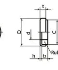 SWS-12-E NBK Japan Seal Washer - Pack of 5 technical drawing showing dimensions and rubber packing feature.