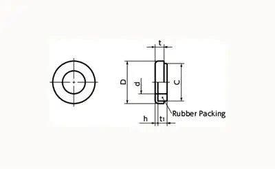 Technical drawing of SWS-4-S NBK Seal washer - Rubber Packing Silicone rubber NBK Washers dimensions and features.