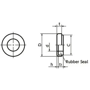 SWS-5 NBK Seal washer - Rubber Packing Silicone rubber NBK Washers dimensions diagram, showing measurements and rubber seal detail.