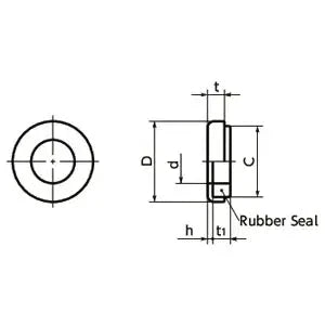 SWS-8-F NBK Seal washer - Rubber Packing Silicone rubber NBK Washers dimensions diagram, detailed view of seal washer design.