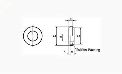 SWS-8-S NBK Seal washer - Rubber Packing Silicone rubber NBK Washers dimensions diagram, includes detailed measurements.