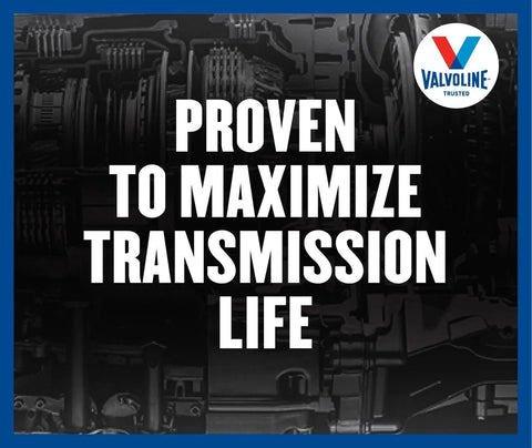 Proven to Maximize Transmission Life text overlaid on gear image with Valvoline logo, promoting Synchromesh Manual Transmission Fluid for Smooth Shifts